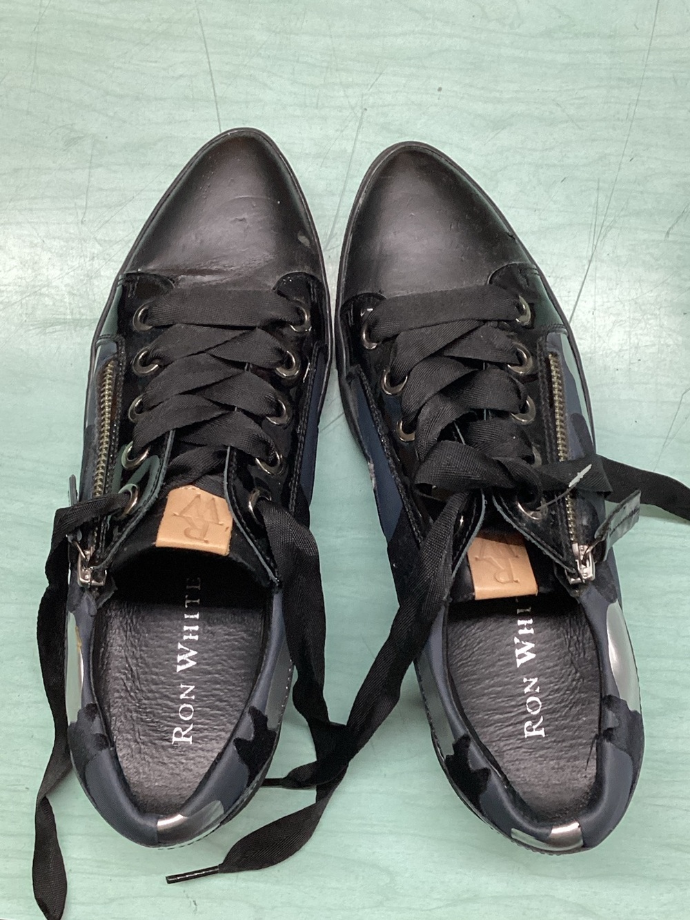 Ron White Women's Black Camo Lace-Up Sneakers